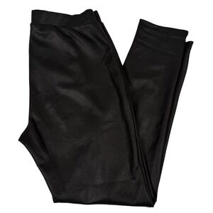Michael Tyler Pants Womens Medium Black Faux Leather Panel Leggings Made Canada